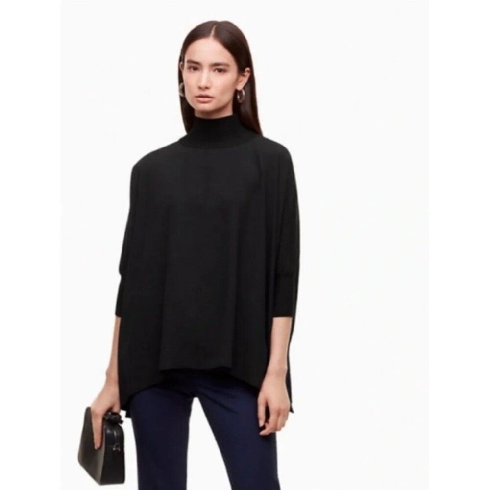 Aritzia Babaton Minimalist Turtleneck Poncho Dolman Zip Top Oversized Size L